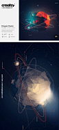 [美工云]多边形星球海报模板PSD下载：Polygon-Planet-Poster