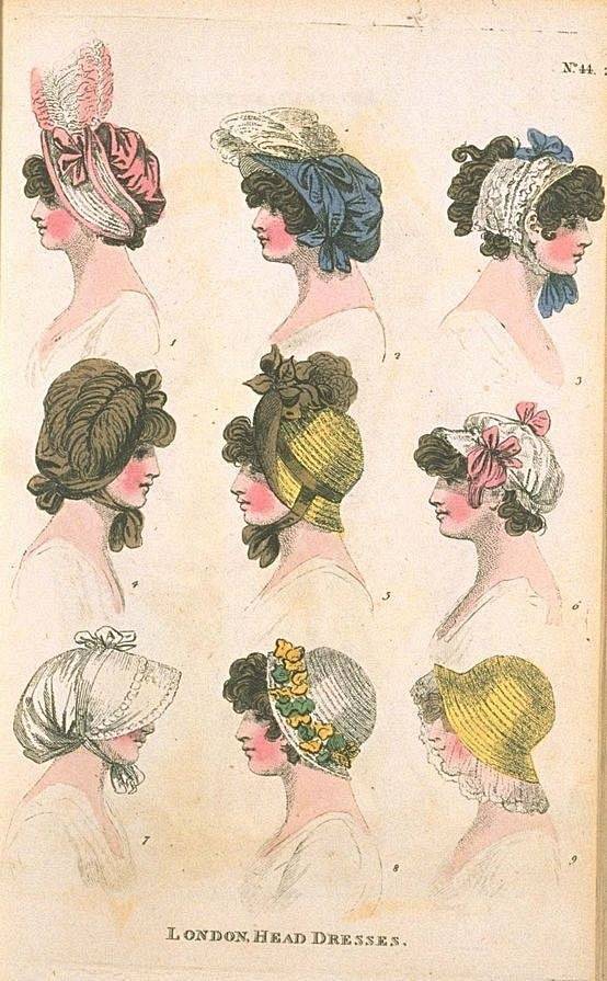 十九世纪欧洲女性帽饰设计。 ​​​​