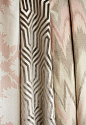 Garden of Persia in Blush Conch, 175031.  http://www.fschumacher.com/search/ProductDetail.aspx?sku=175031  Vanderbilt Velvet in Dove, 66190.  http://www.fschumacher.com/search/ProductDetail.aspx?sku=66190  Bargello in Blush Conch, 67171.  http://www.fschu