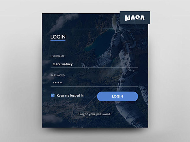 Nasa Login现代网页注册和登录页...