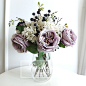 法式浪漫/清新自然/淡紫色玫瑰白色小绣花/成品仿真花艺/样板房