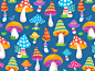 Crazy mushroom pattern for fabric.