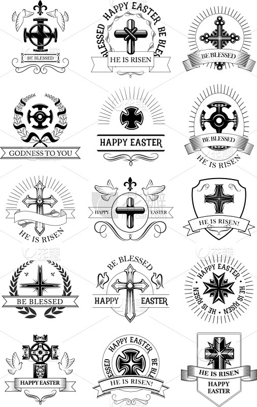 耶稣十字架,复活节,节日,图标,十字形,...