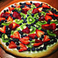 Fruit pizza:  spray round pizza pan with cooking spray, roll out pre-made sugar cookie dough, cook on 375 for 15 mins.  Combine 8 oz cream cheese, 1/4 c sugar, 1/2 t vanilla.  Spread on cooled cookie.  Cut any fruit on top.