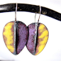 Lots of lovely colours with torched fired enamel earrings...   love these purple and yellow ones..  $45