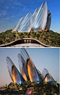 Wing Shape Zayed National Museum (UAE) designed by Foster + Partners, is  located on Saadiyat Island, Abu Dhabi, UAE, and will be the first museum completed for the island for showcasing the history, culture and more recently, the social and economic tran