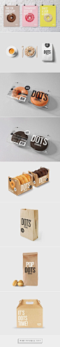 Dots doughnut branding and #packaging design. Pop Dots too!: 