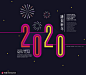 节日喜庆烟花简约时尚线条2020新年海报海报招贴素材下载-优图网-UPPSD