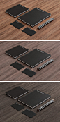Stationery MockUp – Black Paper on Wood | GraphicBurger