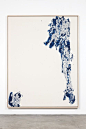 Ann Cathrin 11月Høibo - 无题（深蓝色）2014  - 棉质帆布上的丙烯酸和糊精/木质担架/天然灰影框195 x 155 x 4 cm / 77 x 61 x 2“