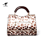 包邮 豪威袋鼠2014新款包包 欧美时尚商务休闲牛皮豹纹手提包女包