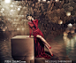 坐着的红色长裙装美女摄影高清图片 - 大图网设计素材下载
