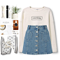 A fashion look from April 2016 featuring cotton sweatshirt, denim mini skirt and keds sneakers. Browse and shop related looks.