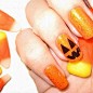 60+ Halloween Nail Art Ideas : 
There are so many fun designs to choose from and depending on the costume for your Halloween, you should pick the one that suits your costume theme the best. Zombie nails,Skull nails, witch nails, spider nails, pumpkin nail