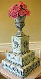 Stone Urn & Peonies Wedding Cake | ...♥Beautiful Cakes♥...