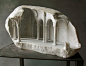 Miniature Medieval Interiors Carved into Raw Marble Blocks by Mathew Simmonds sculpture marble architecture 