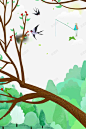 卡通绿色春季树林背景 设计图片 免费下载 页面网页 平面电商 创意素材