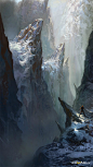 峡谷，场景气氛图，雪地，山峰，山景色 - cgwall游戏原画