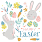 Happy easter greeting with drawn elements