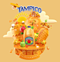 Tampico - Color Your World : We're proud to share these 4 illustrations we created with the wonderful people at Macias Creative for Tampico Beverages. The concept was to create a series of bright, surreal, crazy, joy-filled worlds to represent their fruit