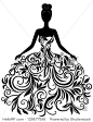 Vector silhouette of young woman in elegant wedding dress 正版图片在线交易平台 - 海洛创意（HelloRF） - 站酷旗下品牌 - Shutterstock中国独家合作伙伴