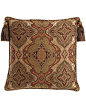 European Mediterrane Medallion Jacquard Sham, Red/Histlegreen - Dian Austin Couture Home: 