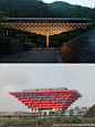 世间万物都有尺度的概念，木构的尺度由木材大小决定。一把指甲钳放大十倍还是指甲钳么？何境堂设计的世博会中国馆就是一个放大十倍的伪木构，它徒有其表，只是充当了国家威权的巨大象征而已。相比较，偎研伍是真正尊重木构的建筑师，他的Yusuhara 木桥博物馆是一个诚实的木建筑。