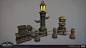 Generic Kul Tiras Props - World of Warcraft: Battle for Azeroth, Eric Braddock : I was responsible for concepting, blocking out and starting the textures for the props in Kul Tiras ranging from the fence kits, banners, braziers, crates/barrels, chests, bo