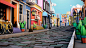 General 1920x1080 illustration Cinema 4D town square house cactus