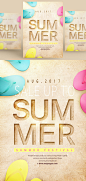 夏季沙滩主题宣传海报PSD模板Summer poster template#tiw176a3105 :  