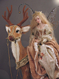 Faerie Riding a Red Deer, Art Doll