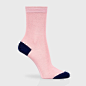 Paul Smith Women's Pink Contrasting Heel And Toe Socks : - Paul Smith women's pink socks with contrasting navy heel and toe panels.