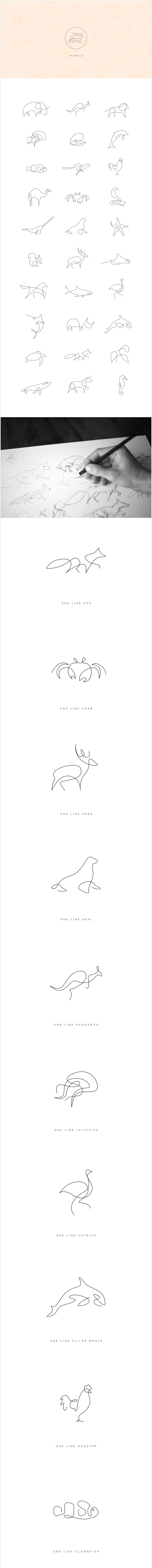 One line - Animals o...