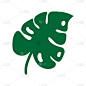 可爱的绿色怪兽叶夏季涂鸦图标标志。向量斯堪的纳维亚设计热带元素为您的故事文本