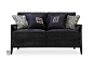 TALMD新中式风格 黑色时尚奢华花式布艺软包实木双人沙发 布艺沙发定制 959-22