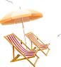 免扣背景PNG素材#夏日沙滩防晒伞沙滩椅#