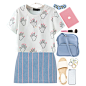 A fashion look from May 2015 featuring white crop top, denim skirt and blue socks. Browse and shop related looks.