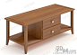 现代经典棕色实木长方形带抽屉双层茶几矮桌茶桌