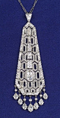 Art Deco Platinum and Diamond Tassel Pendant