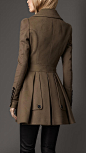 Fitted Wool Cashmere Pea Coat | Burberry
