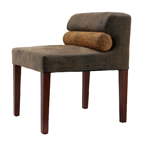 新中式休闲椅印花实木沙发仿皮布餐椅