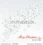 white snow flakes with shadow on light background with text Merry christmas