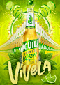 CERVEZA AGUILA : We created for Colombia's Aguila Beer new launch images for its new lemon line. The composition works like a kaleidoscope, with repetitions, but coherent to walk visually throughout the poster, thus being drawn to the central point that i
