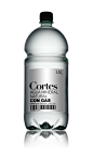 Agua de Cortes : Packaging for sparkling mineral water. Agua de Cortes.The 1.5 litre bottle is the result of bringing together all the means of optimizing it for the size of the palette. The typographic solution helps differentiate the pack from its compe