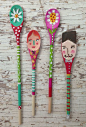 Folk Art Spoon Dolls, wooden spoon doll