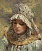 Russian Beauty in headdress by Konstantin Makovsky