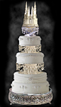 Gorgeous Wedding Cake with Swarovski Crystal Cinderella Castle Royal Wedding Cake Topper