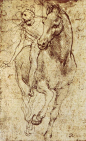 Leonardo da Vinci. Study of Horse and Rider, c. 1481.