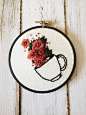 Coffee Embroidery Hand Embroidery Coffee artwork by ThreadTheWick: 