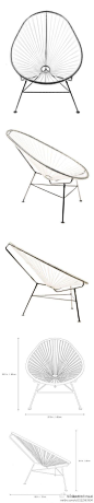 阿卡普尔科椅子设计——阿卡普尔科椅子是20世纪最具标志性的户外座椅的设计，它采用线形态勾勒出类似贝壳的形状。这种线形态的座椅不用担心椅面上存水，同时它也可以放在室内使用，坐起来非常的舒适。这个椅子一共有四种经典的颜色：黑色、白色、芥末、绿松石，相信你坐上它就会爱不释手的。